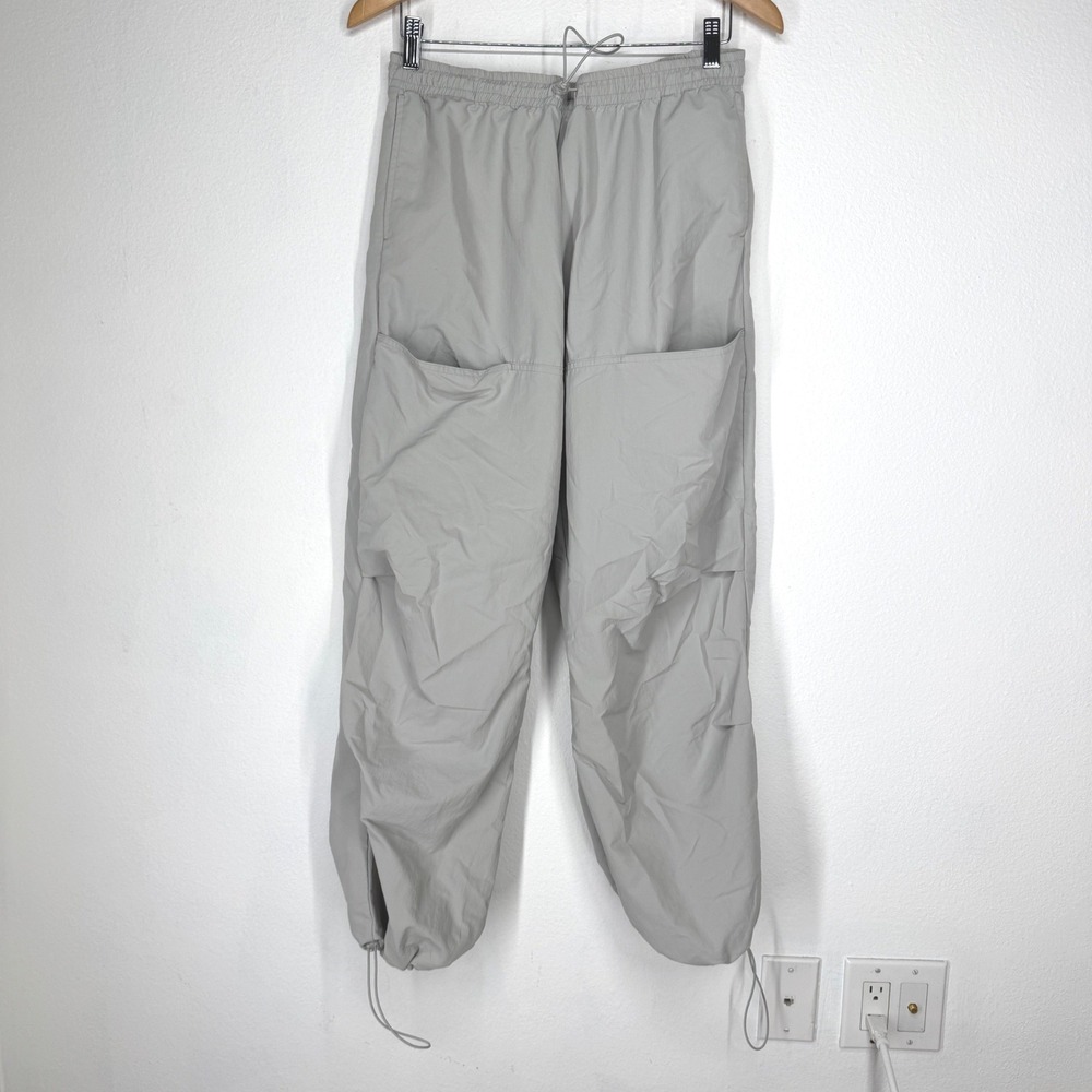 Zara Womens Gray Nylon Parachute Cargo Dance Pants Elastic Waist Bungee Size L